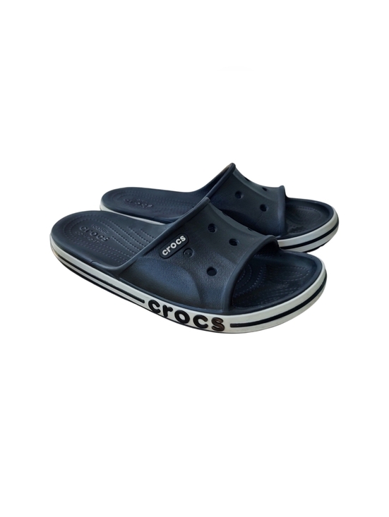 CROCS Shoes - CROCS Black Slide Sandals with White Trim